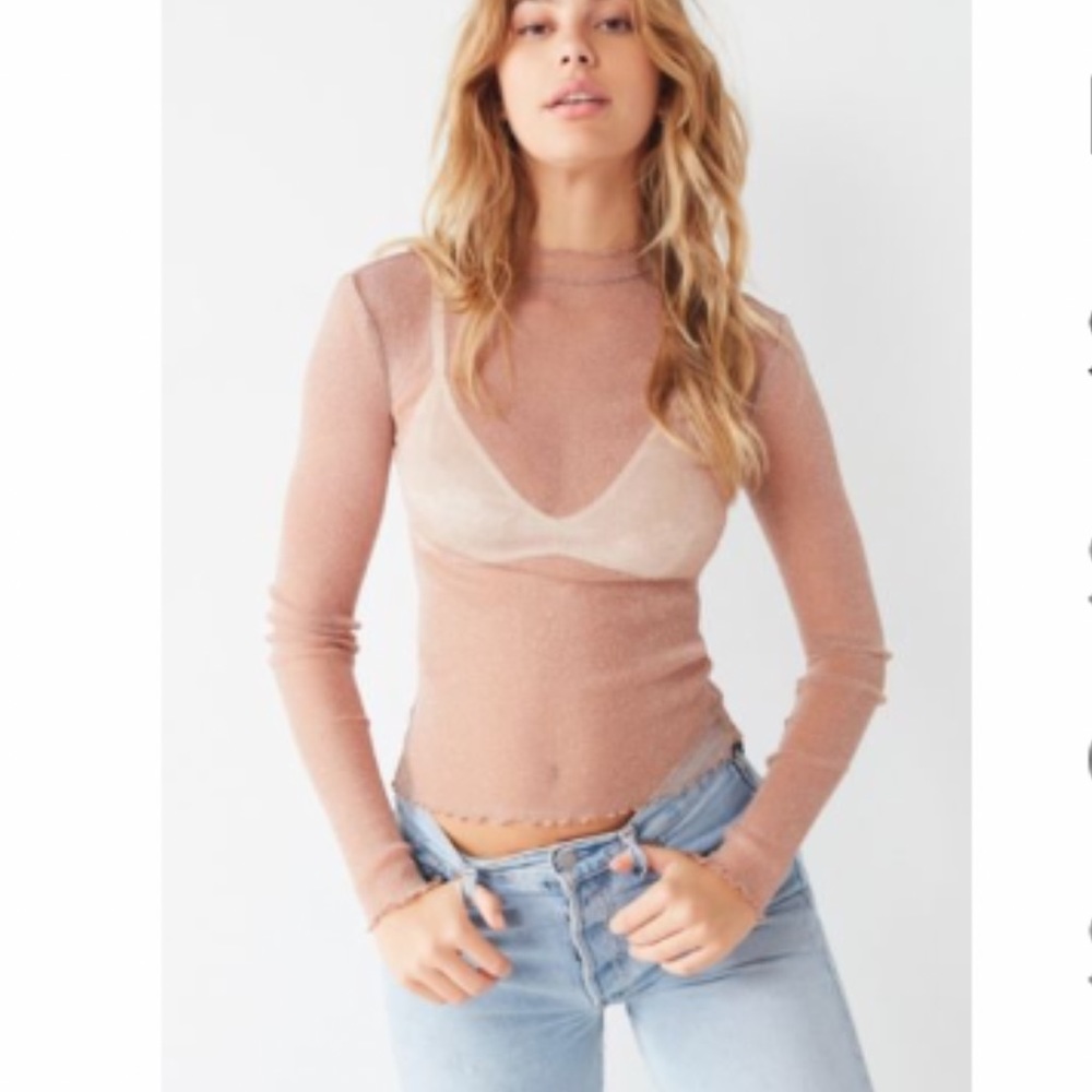 Urban Outfitters Sheer Beige Long Sleeve